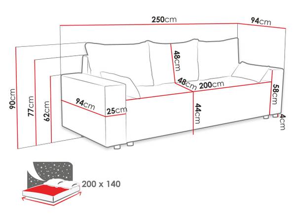 Schlafsofa Livorno Cord Cremeweiß
