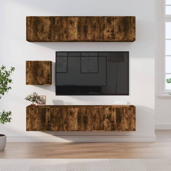 TV-Schrank 7er Set D527 Braun - Holz teilmassiv - 35 x 40 x 100 cm