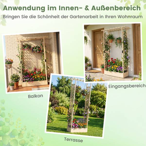 Blumenkasten mit Rankgitter 37524918 Beige - Holzwerkstoff - 110 x 227 x 35 cm