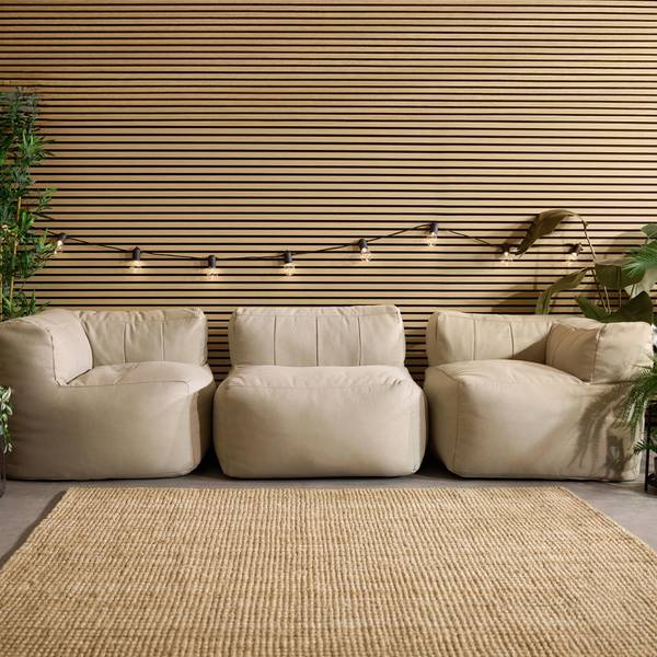 Outdoor Sitzsack Sofa ZEN 3-tlg. Beige - Webstoff - Polypropylen - 295 x 68 x 100 cm