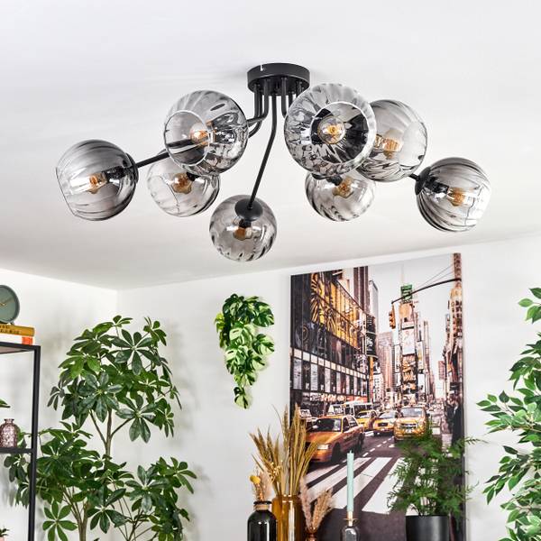 Deckenleuchte Cesaro Grau - Metall - 100 x 29 x 100 cm