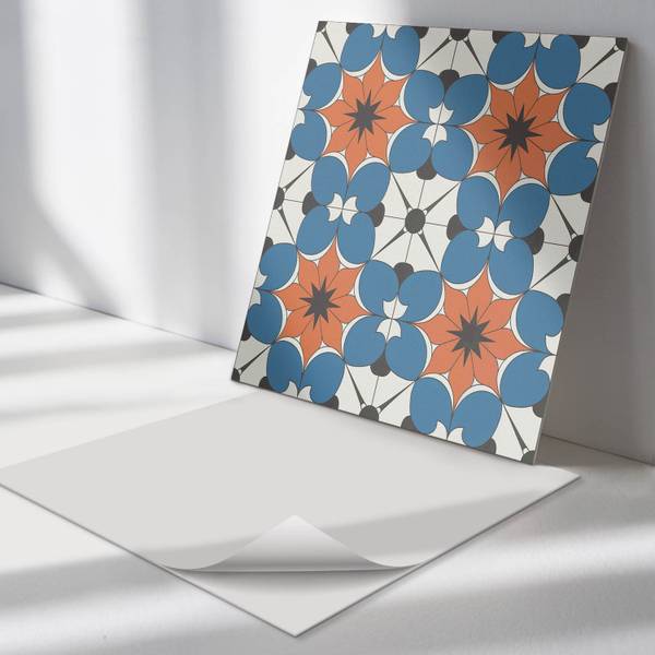 Fliesen Blumen Hintergrund 4er Set 50 x 50 cm