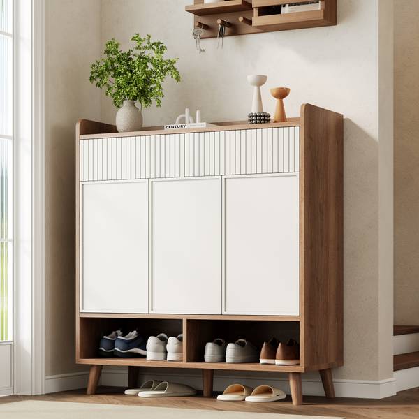 Schuhschrank NaturWoody Ⅳ Weiß - Holzwerkstoff - 90 x 100 x 35 cm