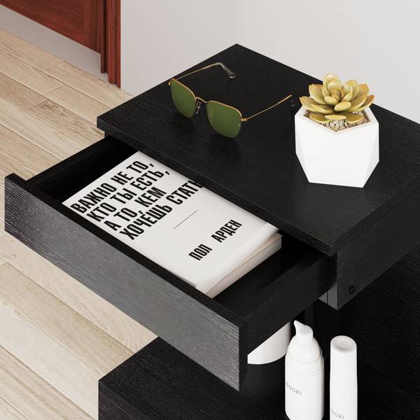 Nachttisch 831-935V90BK Schwarz - Holzwerkstoff - 30 x 46 x 40 cm