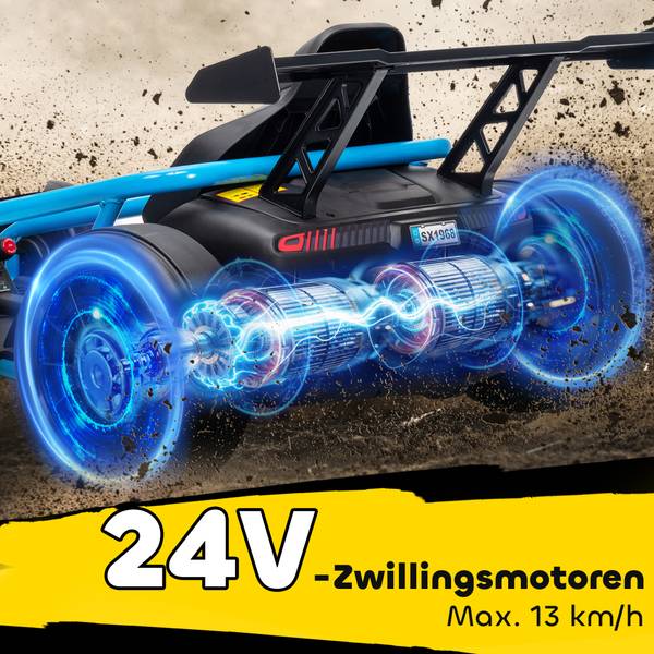 Kinder Elektro Gokart 370-446V90BU Blau - Kunststoff - 77 x 54 x 119 cm