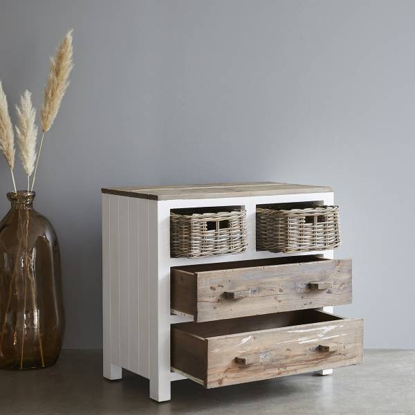 Kommode HONFLEUR Weiß - Massivholz - 80 x 75 x 45 cm