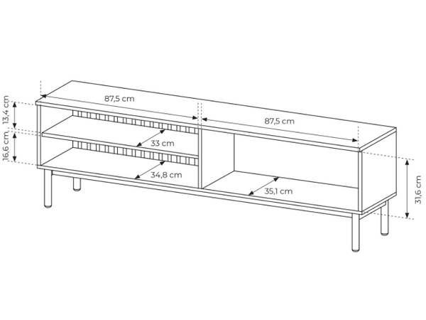 TV-Schrank LOARA Schwarz - Braun - ABS - 180 x 55 x 40 cm