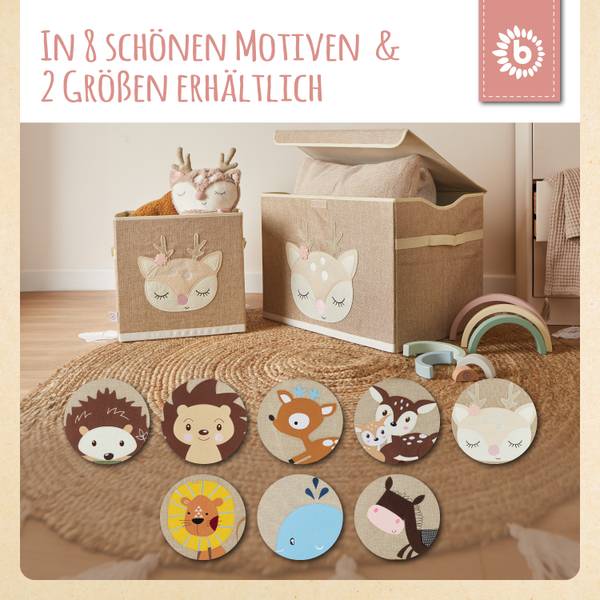 Aufbewahrungsbox mit Deckel Reh Ella Beige - Textil - 36 x 51 x 36 cm