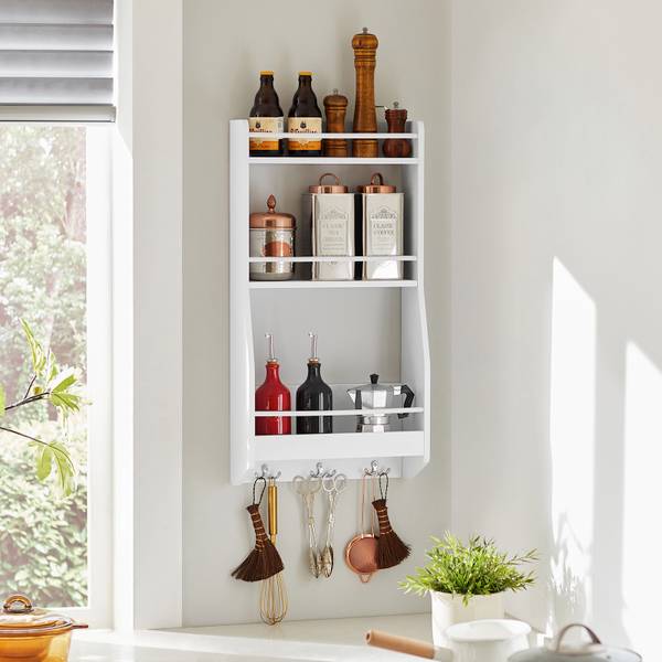 Keukenrek KCR12-W wit - plaatmateriaal op houtbasis - 38 x 75 x 17 cm