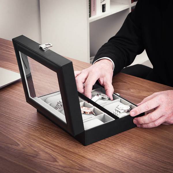 Uhrenbox Bradford II Kunstleder / Samt - Schwarz / Grau