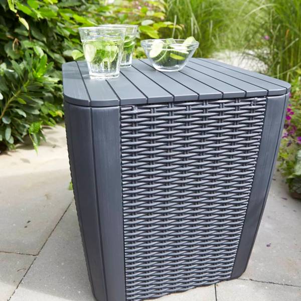 Keter Luzon Aufbewahrungstisch - Graphit Grau - Polypropylen - 39 x 42 x 39 cm