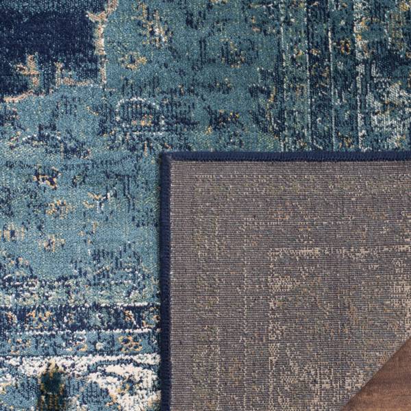 Kurzflorteppich Sibyla Webstoff - Blau / Flaschengrün - Breite: 99 cm