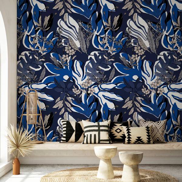 Panorama-Tapete  Aquatic Flowers Schwarz