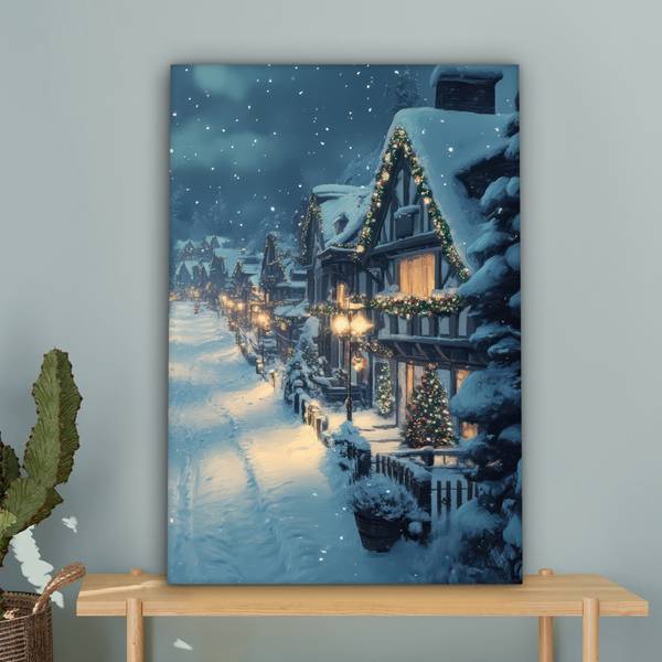 TABLEAU SUR TOILE Village de Noël 60 x 90 cm