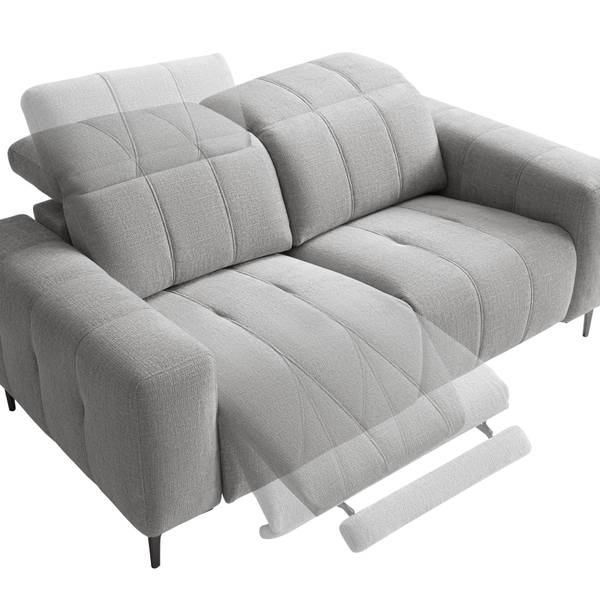 2,5-Sitzer ALVARO Grau - Metall - Kunststoff - Textil - Holz teilmassiv - 220 x 79 x 109 cm