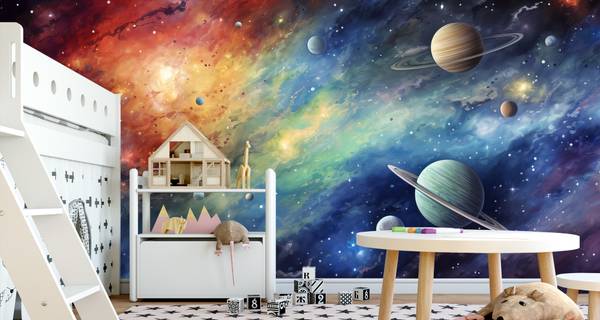 Fototapete WELTRAUM Planeten Sterne Rot - 315 x 210 x 210 cm