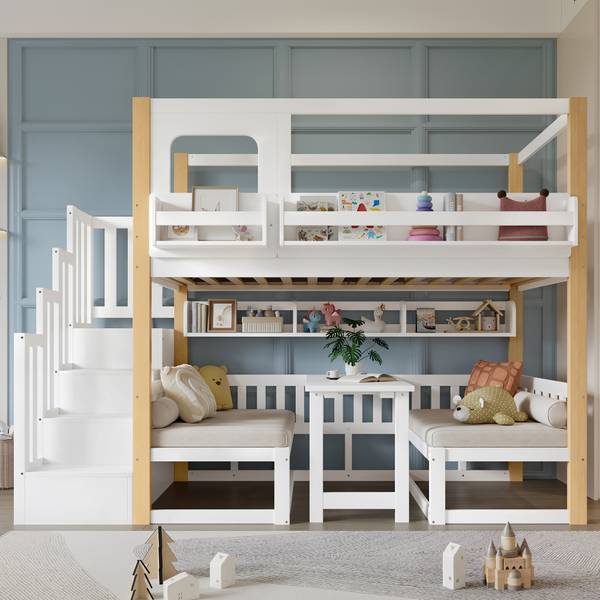 Kinderbett K-1941 Braun - Holzwerkstoff - 105 x 181 x 255 cm