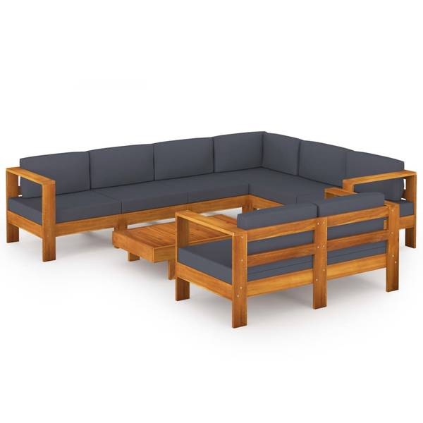 Garten-Lounge-Set 3006534-7 (8-teilig) Grau - Akazie - 60 x 25 x 100 cm