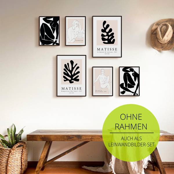 Poster Matisse Collage schwarz Set 6tlg. Schwarz - Papier - 60 x 45 x 1 cm