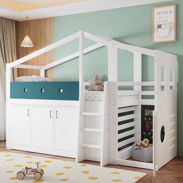 Hochbett ZoomBA130 Ⅰ Weiß - Holzwerkstoff - 110 x 190 x 257 cm