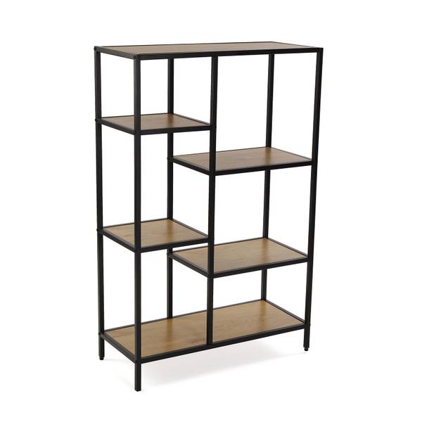 Regal Cedric Schwarz - Holzwerkstoff - Holz teilmassiv - 70 x 109 x 30 cm