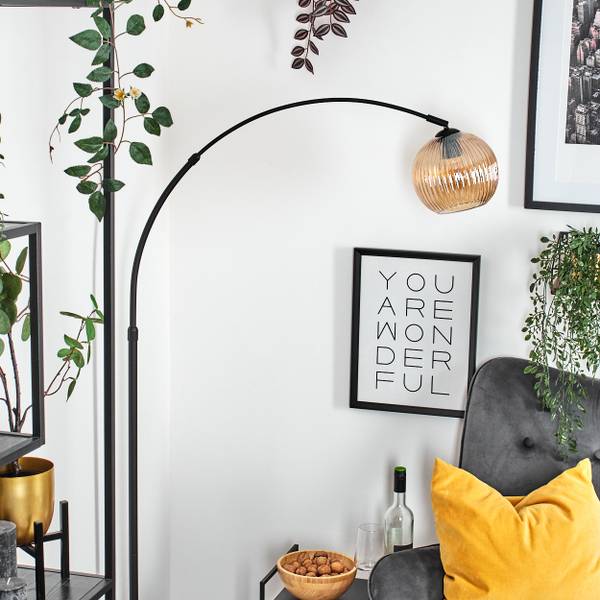 Stehlampe Cesaro Orange - Aluminium - Klarglas - Marmor - 101 x 185 x 72 cm