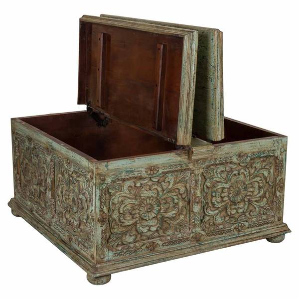 Couchtisch Dalian Blau - Massivholz - 100 x 47 x 100 cm