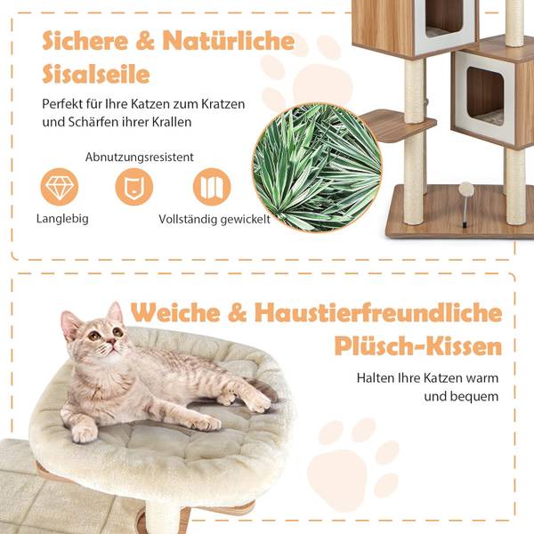 Kratzbaum PV10071BN Braun - Holzwerkstoff - 48 x 163 x 58 cm
