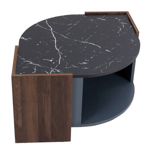 Salontafel MARBWoody Ⅱ zwart - bruin - plaatmateriaal op houtbasis - 63 x 40 x 97 cm