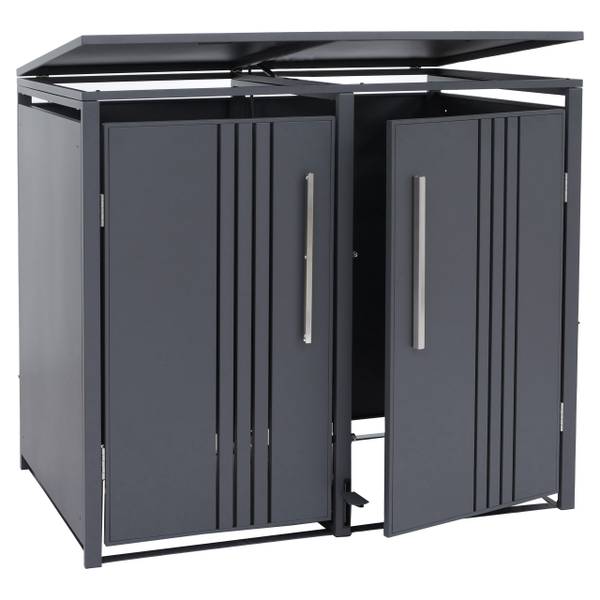 Mülltonnenverkleidung Q76 Grau - Stahl - 132 x 116 x 89 cm