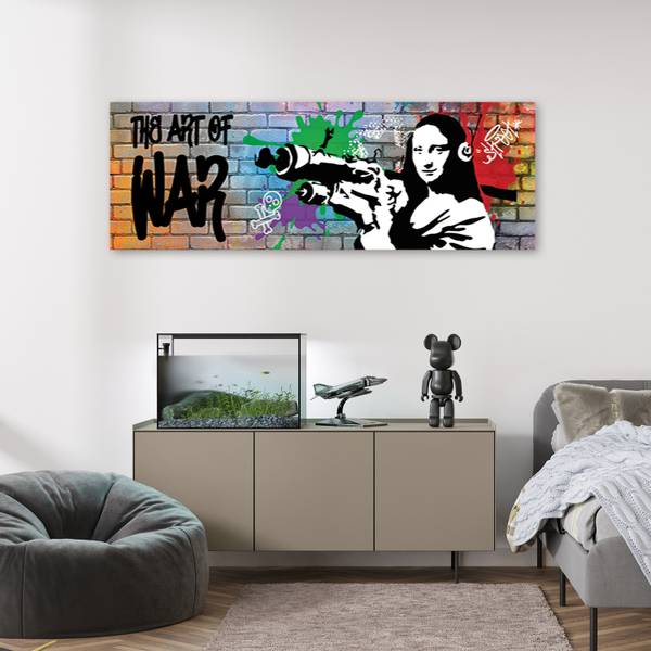 Wandbild banksy mona lisa und bazooka 150 x 50 cm