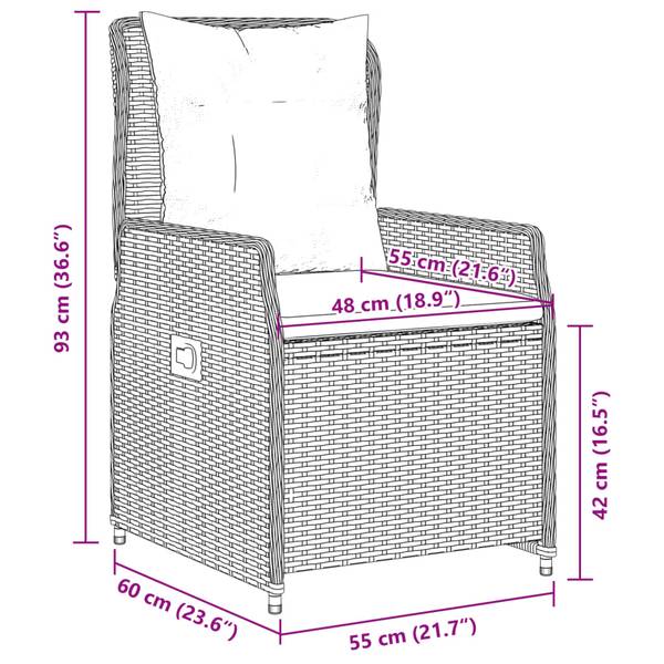Garten-Essgruppe 3048866-3 5-teilig Grau - Polyrattan - 80 x 74 x 80 cm