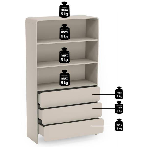 Staande kast LUMMO grijs - melamine - 100 x 200 x 39 cm
