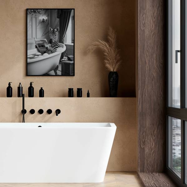 Poster ZEBRA in der Badewanne 20 x 30 x 30 cm