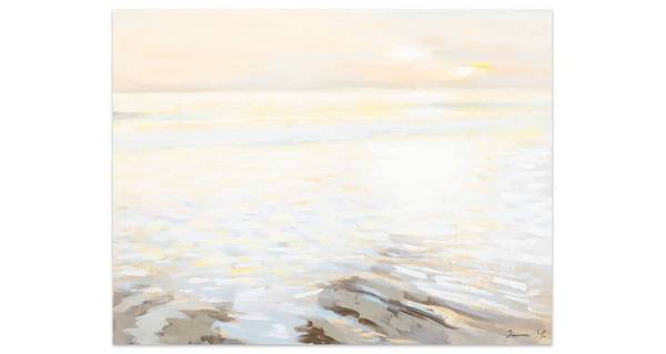 Acrylbild Handgemalt Meer Rol Beige - Baumwollstoff - 100 x 75 x 4 cm