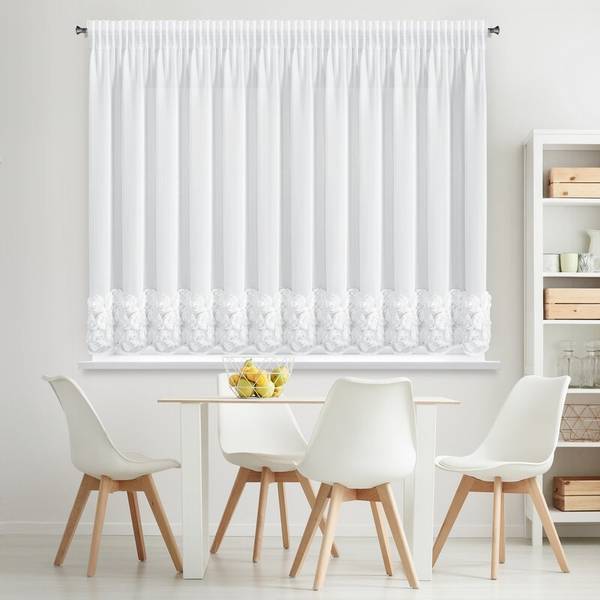 Vorhang ROSES Weiß - Textil - 300 x 1 x 120 cm