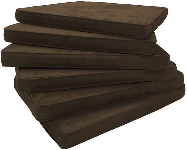 6er Set Sitzpolster LARISSA Microfaser Braun - Microfaser - 46 x 4 x 42 cm