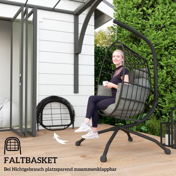 Hängesessel 84A-345V00BK Schwarz - Textil - 88 x 192 x 120 cm