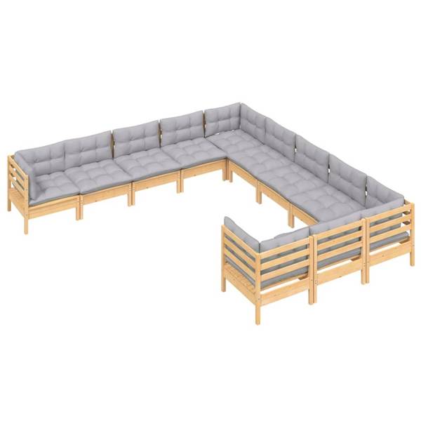 Garten-Lounge-Set 3012533 11-teilig Braun - Polyester - Kiefer - 64 x 63 x 64 cm