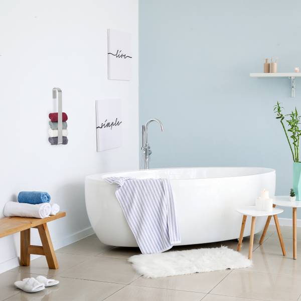 Relaxdays Porte-serviettes Sans Perçage, Inox, Barre Autoadhésif Pour La Salle De Bain, 36 Cm, Argenté | Leroy Merlin