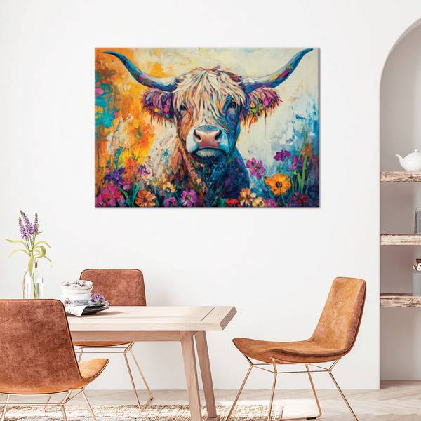 Wandbild schottische kuh 60 x 40 cm