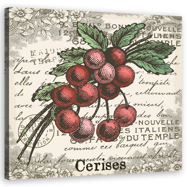 Tableau déco cerise vintage 30 x 30 cm