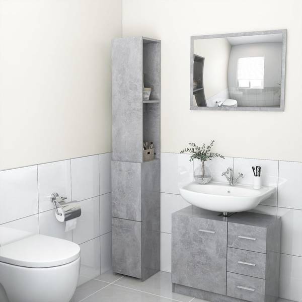 Badschrank D7303 Grau - Holzwerkstoff - 27 x 170 x 25 cm