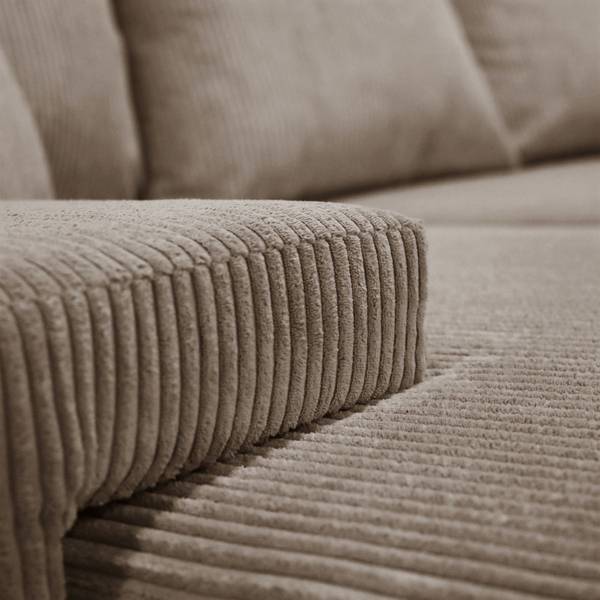 Ecksofa LAVIO U mit Schlaffunktion Braun - Polyester - 348 x 93 x 188 cm