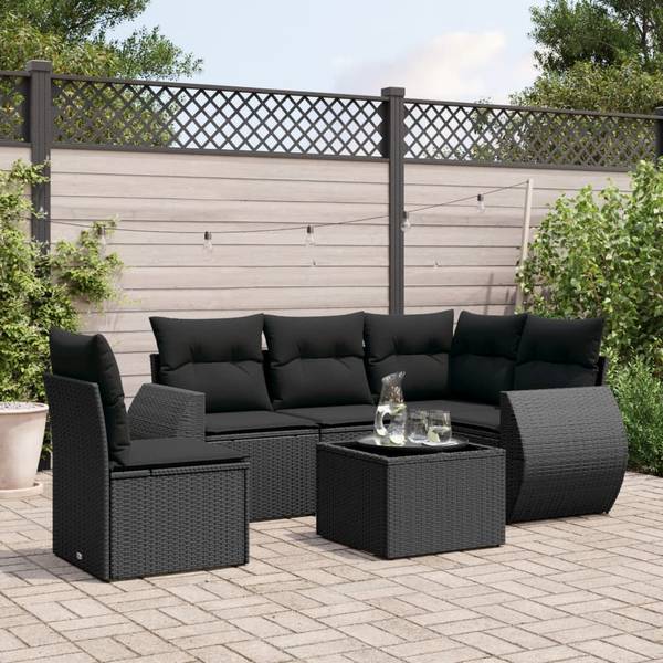 Garten-Lounge-Set 3034451-2 (6-teilig) Schwarz