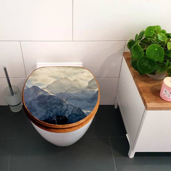 WC-Sitz mit Absenkautomatik Alpen im Son Weiß - Bambus - Holzwerkstoff - 38 x 5 x 49 cm