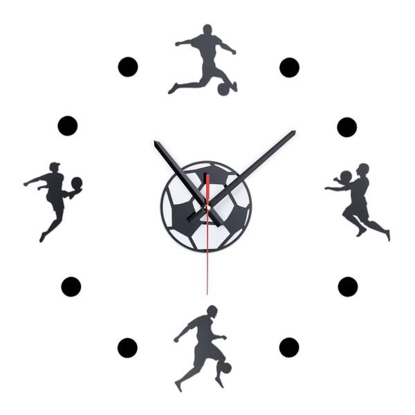 Horloge murale pour les fans de foot Noir - Blanc - Fer - 100 x 100 x 4 cm