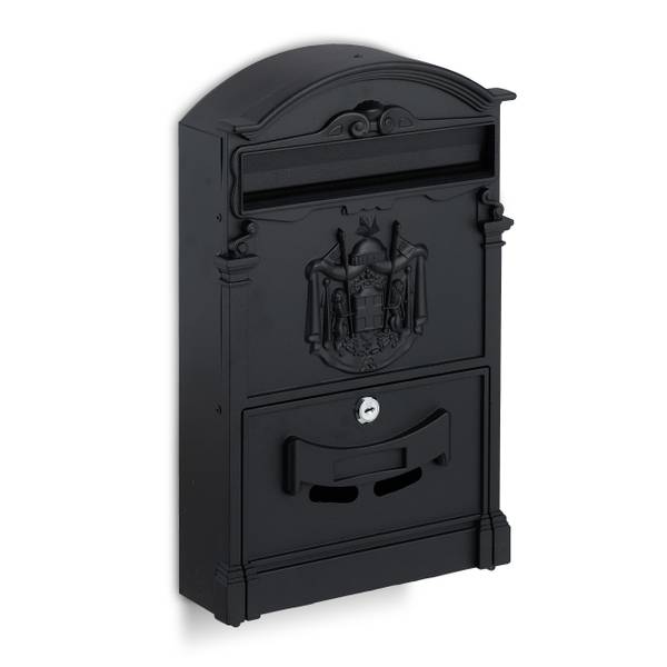 Antiker Briefkasten Schwarz - Aluminium - Stahl - 26 x 41 x 9 cm