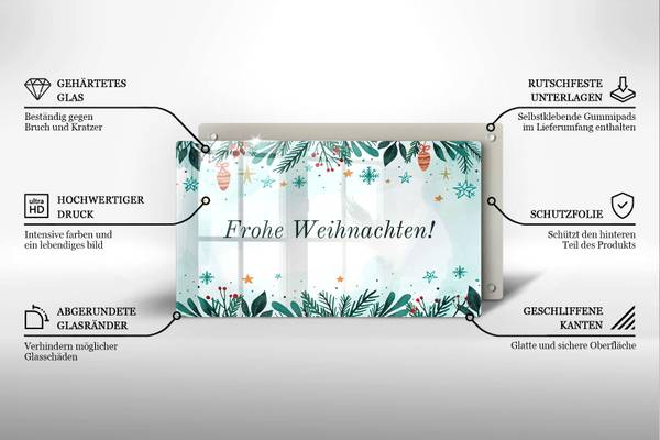 Schneidebrett Frohe Weihnachten! Glas - 30 x 52 x 1 cm