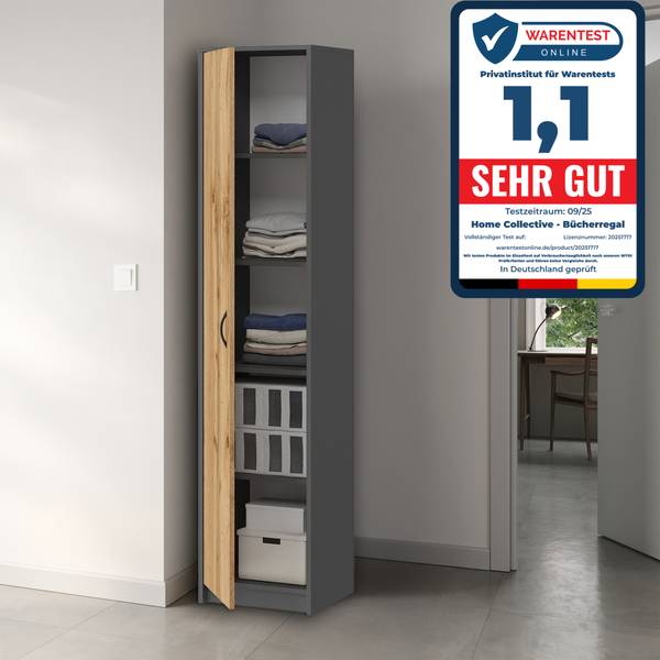 Mehrzweckschrank Melvin Braun - Grau - Massivholz - 35 x 180 x 40 cm
